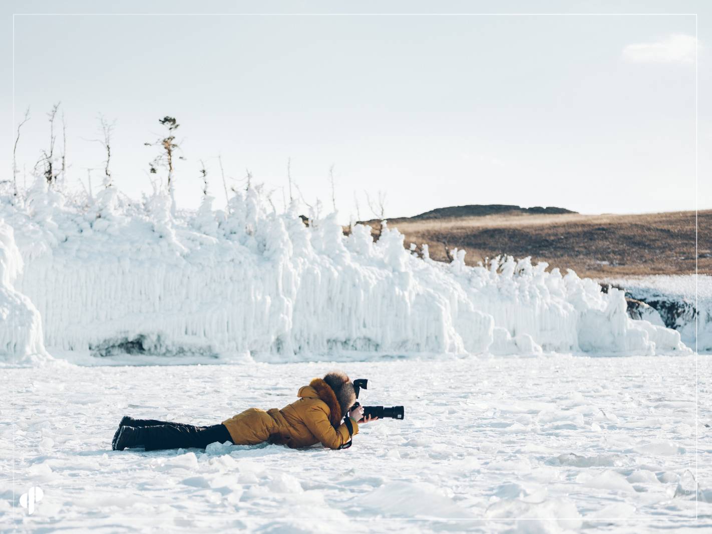 la photographe Natalya Saprunova sur le lac Baikal